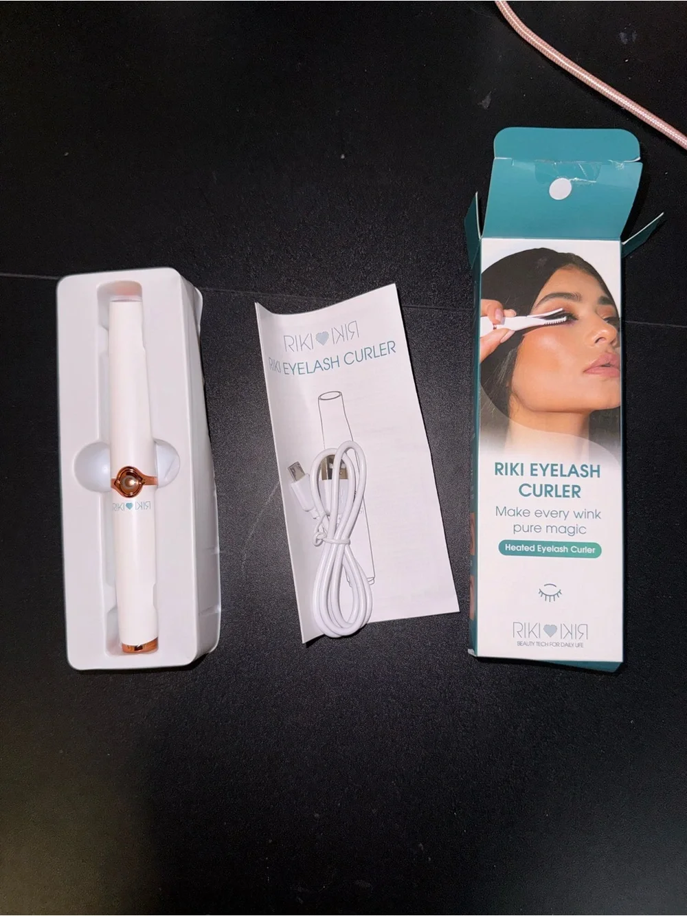 Heated Eyelash Curler — White with Teal Accents